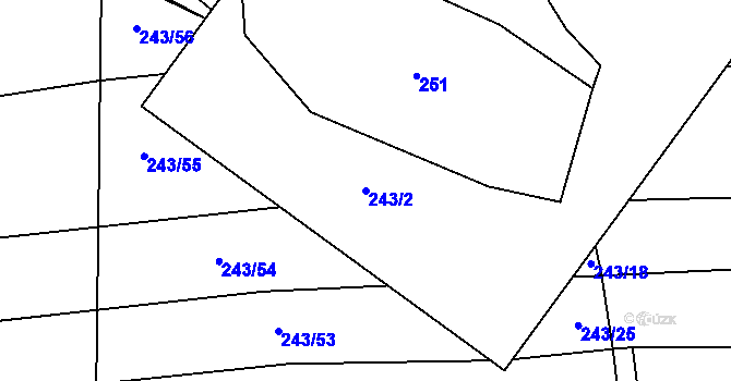 Parcela st. 243/2 v KÚ Honice, Katastrální mapa