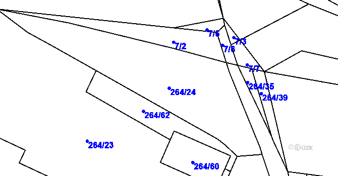 Parcela st. 264/24 v KÚ Honice, Katastrální mapa