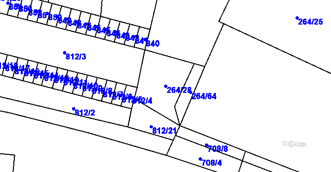 Parcela st. 264/28 v KÚ Honice, Katastrální mapa