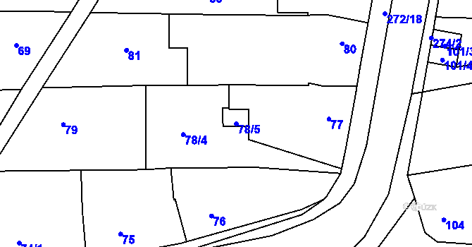 Parcela st. 78/5 v KÚ Honice, Katastrální mapa