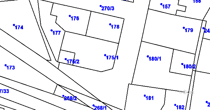 Parcela st. 175/1 v KÚ Honice, Katastrální mapa