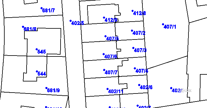 Parcela st. 407/6 v KÚ Stochov, Katastrální mapa