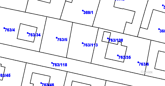 Parcela st. 763/113 v KÚ Stochov, Katastrální mapa