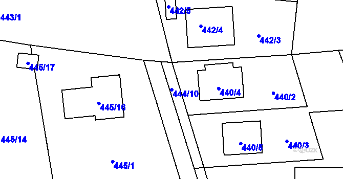 Parcela st. 444/10 v KÚ Stochov, Katastrální mapa