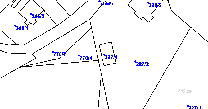Parcela st. 227/4 v KÚ Stochov, Katastrální mapa