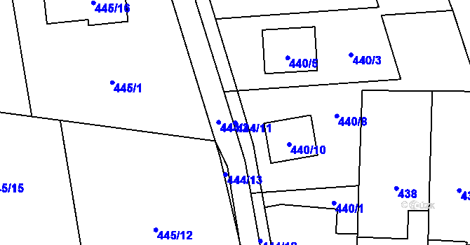 Parcela st. 444/11 v KÚ Stochov, Katastrální mapa