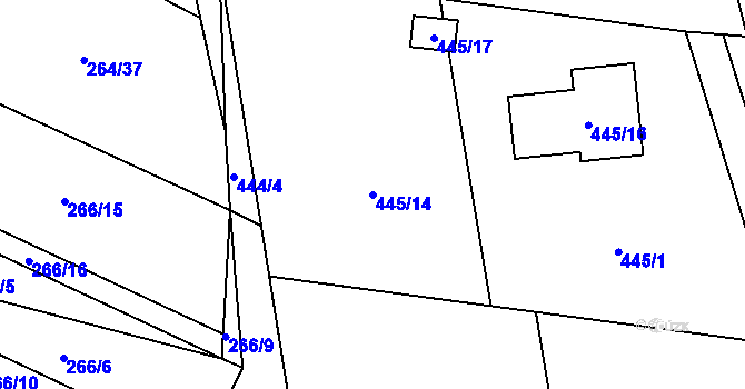 Parcela st. 445/14 v KÚ Stochov, Katastrální mapa