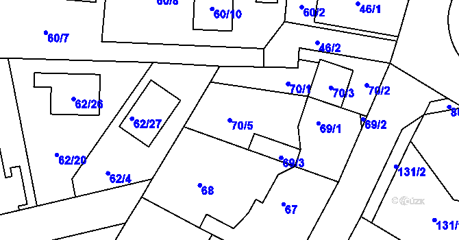 Parcela st. 70/5 v KÚ Stochov, Katastrální mapa