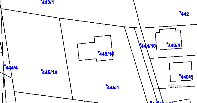 Parcela st. 445/16 v KÚ Stochov, Katastrální mapa