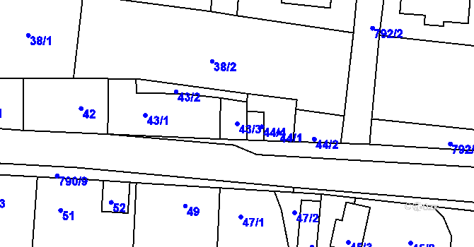 Parcela st. 43/3 v KÚ Stochov, Katastrální mapa