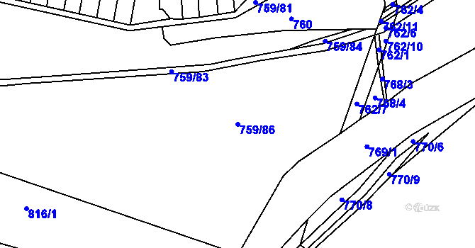 Parcela st. 759/86 v KÚ Stochov, Katastrální mapa