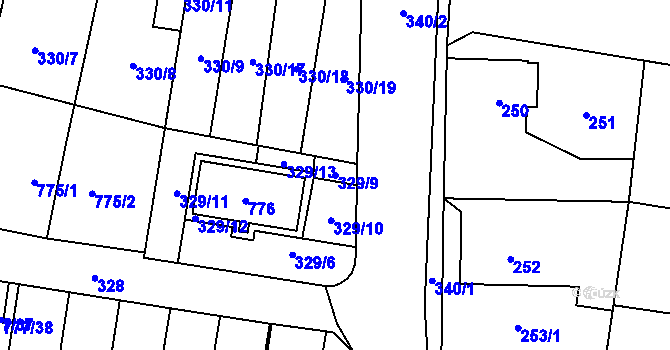 Parcela st. 329/9 v KÚ Stochov, Katastrální mapa
