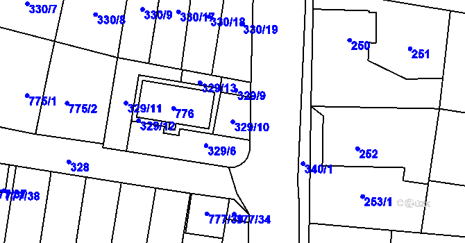 Parcela st. 329/10 v KÚ Stochov, Katastrální mapa