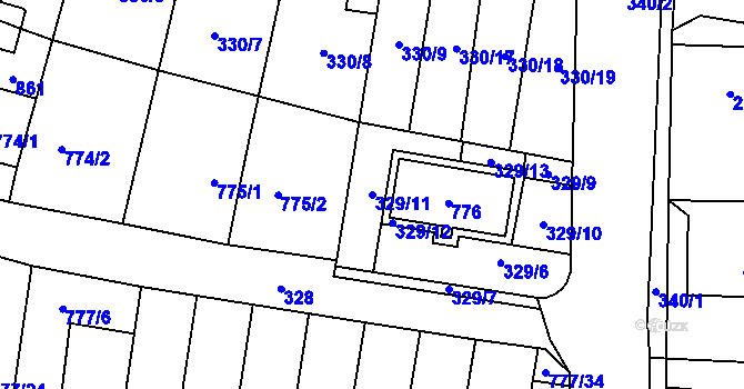 Parcela st. 329/11 v KÚ Stochov, Katastrální mapa