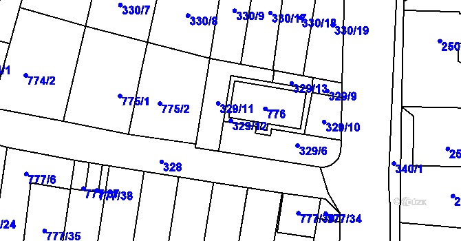 Parcela st. 329/12 v KÚ Stochov, Katastrální mapa