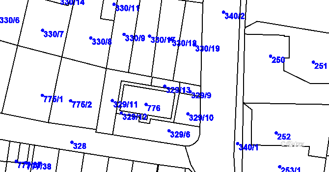 Parcela st. 329/13 v KÚ Stochov, Katastrální mapa