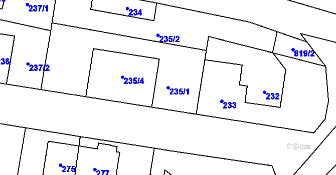 Parcela st. 235/1 v KÚ Stochov, Katastrální mapa