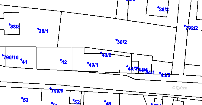 Parcela st. 43/2 v KÚ Stochov, Katastrální mapa