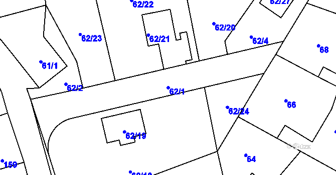 Parcela st. 62/1 v KÚ Stochov, Katastrální mapa