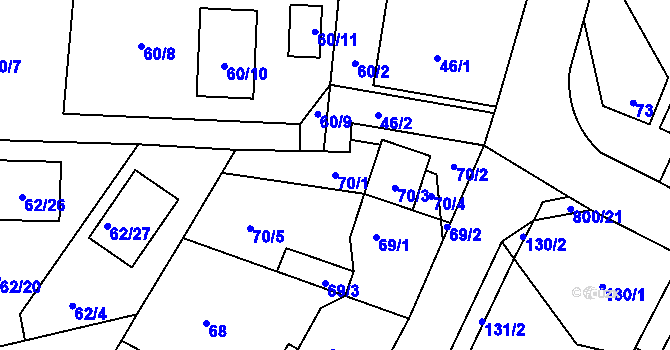 Parcela st. 70/1 v KÚ Stochov, Katastrální mapa