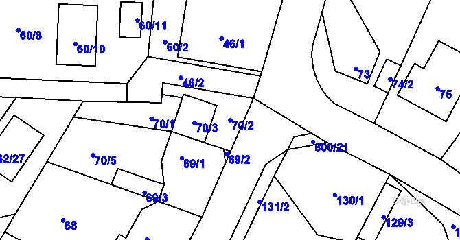 Parcela st. 70/2 v KÚ Stochov, Katastrální mapa