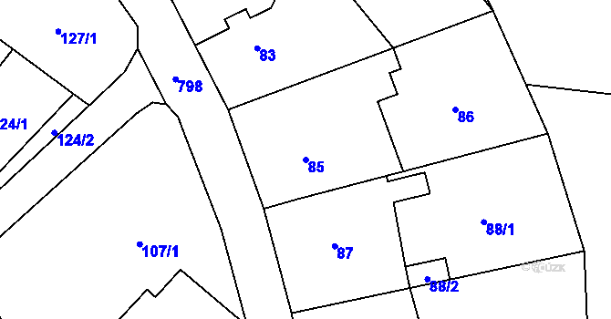 Parcela st. 85 v KÚ Stochov, Katastrální mapa