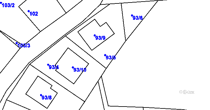 Parcela st. 93/5 v KÚ Stochov, Katastrální mapa