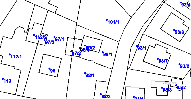 Parcela st. 99 v KÚ Stochov, Katastrální mapa