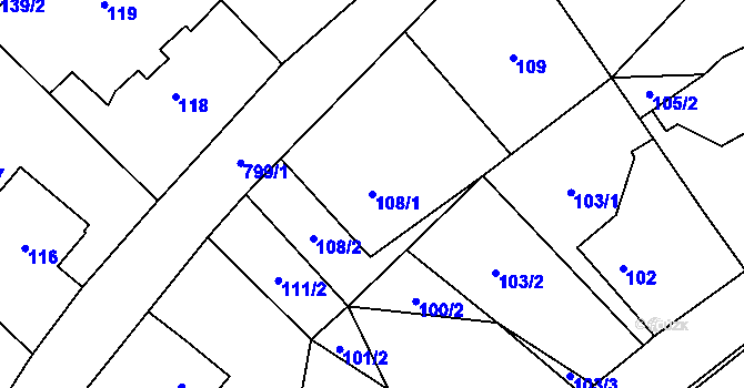 Parcela st. 108/1 v KÚ Stochov, Katastrální mapa