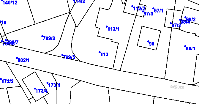 Parcela st. 113 v KÚ Stochov, Katastrální mapa