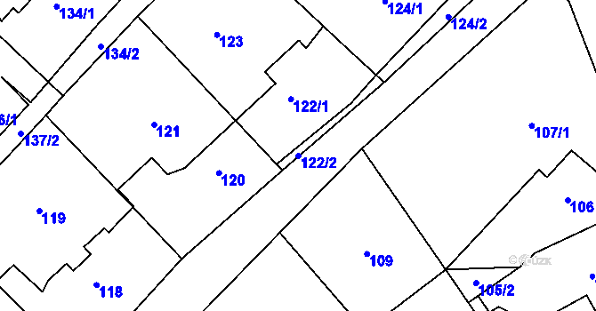 Parcela st. 122/2 v KÚ Stochov, Katastrální mapa
