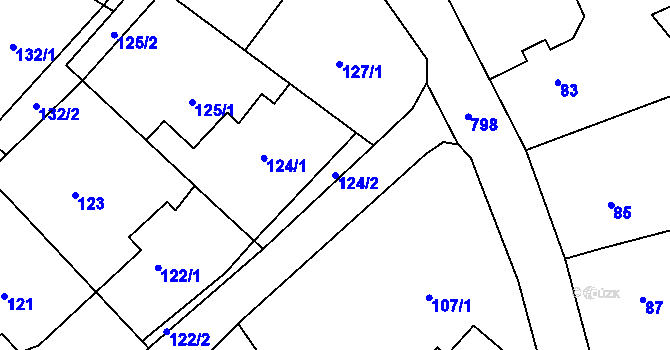 Parcela st. 124/2 v KÚ Stochov, Katastrální mapa