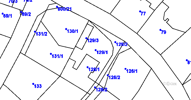 Parcela st. 129/1 v KÚ Stochov, Katastrální mapa