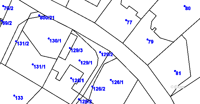 Parcela st. 129/2 v KÚ Stochov, Katastrální mapa