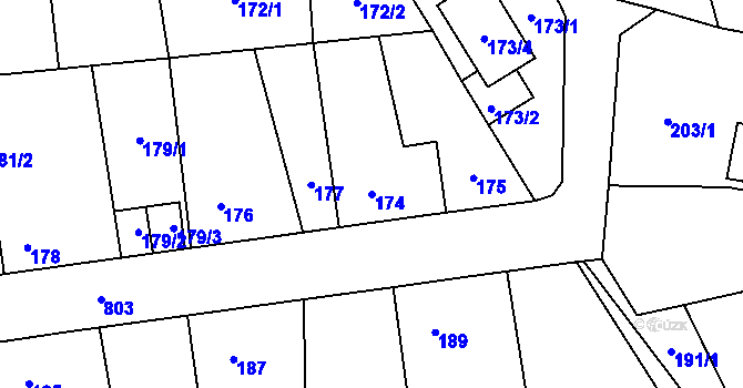Parcela st. 174 v KÚ Stochov, Katastrální mapa