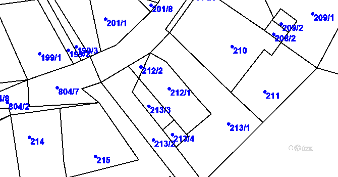 Parcela st. 212/1 v KÚ Stochov, Katastrální mapa