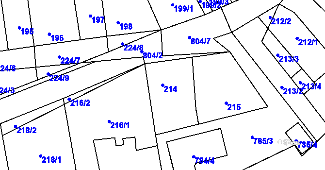 Parcela st. 214 v KÚ Stochov, Katastrální mapa