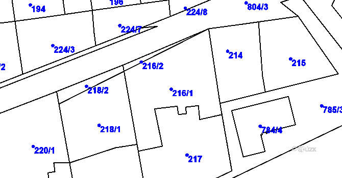 Parcela st. 216/1 v KÚ Stochov, Katastrální mapa