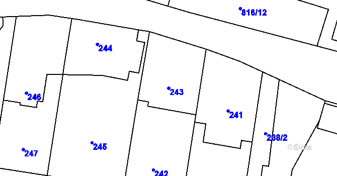 Parcela st. 243 v KÚ Stochov, Katastrální mapa