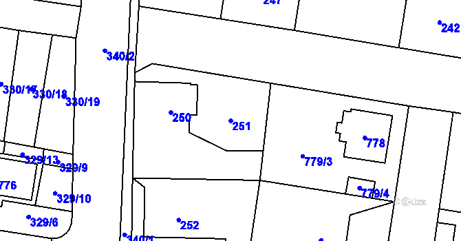 Parcela st. 251 v KÚ Stochov, Katastrální mapa