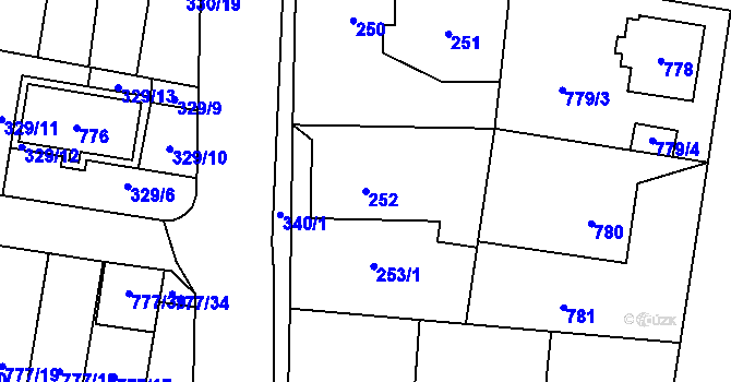 Parcela st. 252 v KÚ Stochov, Katastrální mapa