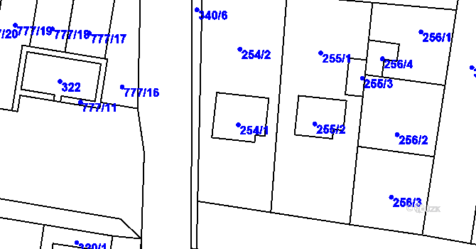Parcela st. 254/1 v KÚ Stochov, Katastrální mapa