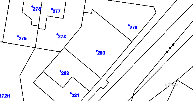Parcela st. 280 v KÚ Stochov, Katastrální mapa