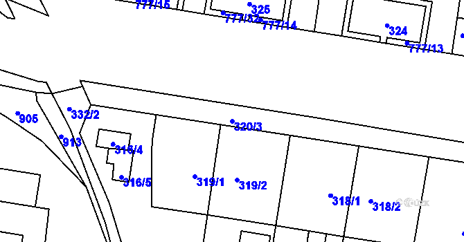 Parcela st. 320/3 v KÚ Stochov, Katastrální mapa