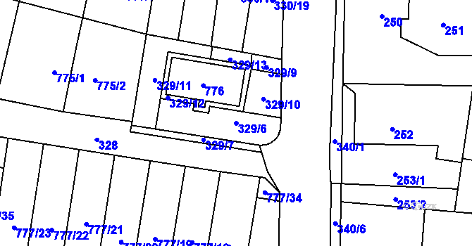 Parcela st. 329/6 v KÚ Stochov, Katastrální mapa