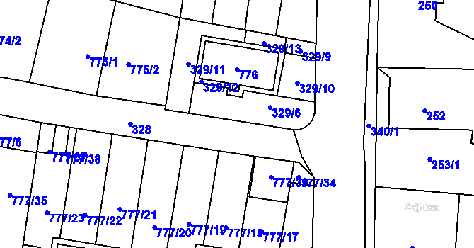 Parcela st. 329/7 v KÚ Stochov, Katastrální mapa