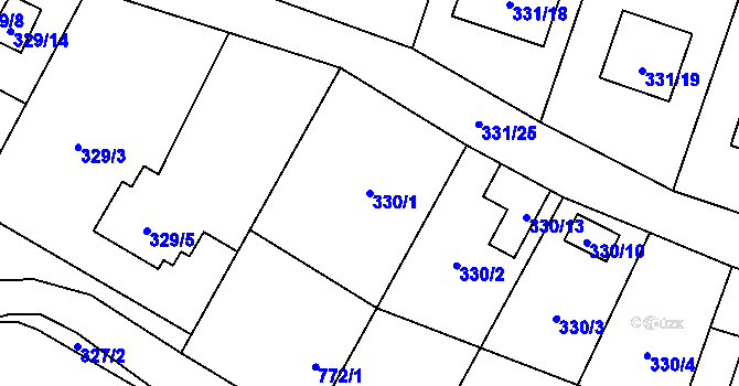 Parcela st. 330/1 v KÚ Stochov, Katastrální mapa