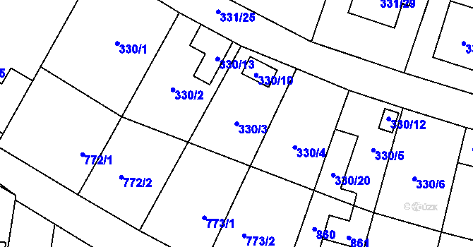 Parcela st. 330/3 v KÚ Stochov, Katastrální mapa