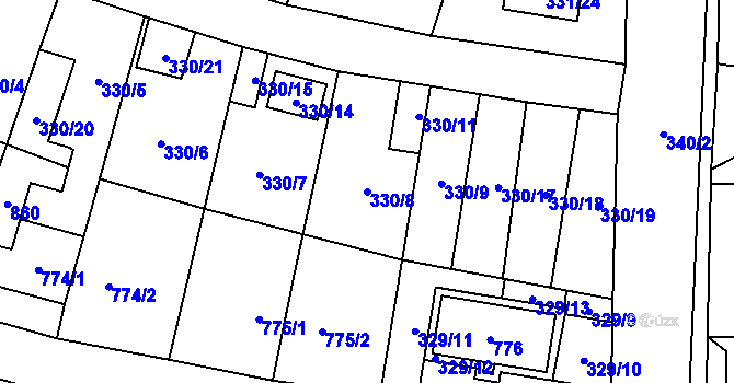 Parcela st. 330/8 v KÚ Stochov, Katastrální mapa