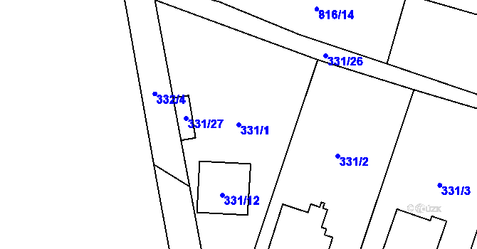 Parcela st. 331/1 v KÚ Stochov, Katastrální mapa